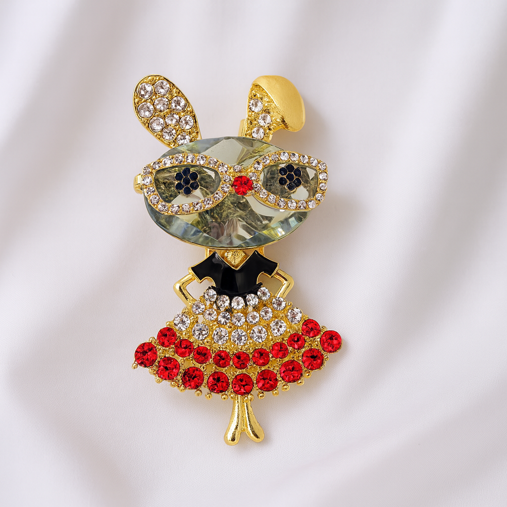 Broche Lapin Couture rouge