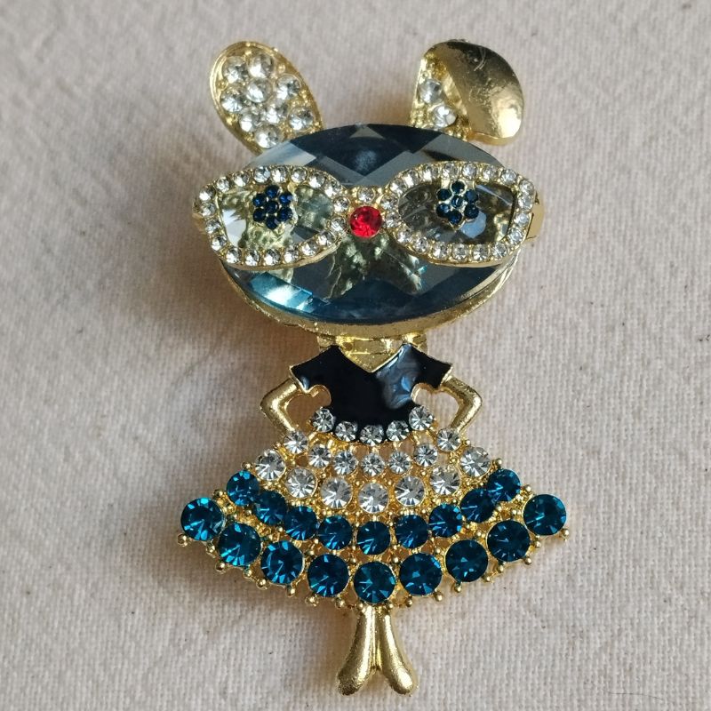 Broche Lapin Couture bleu