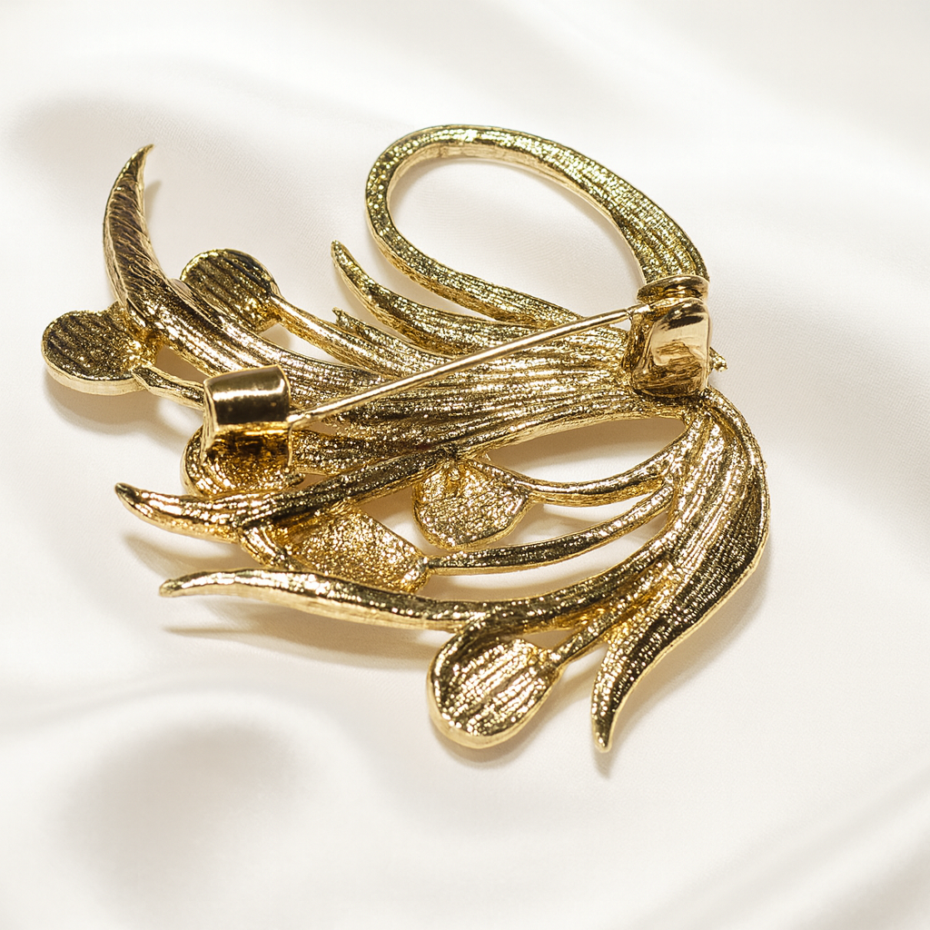 Broche Cygne Élégant dos sur Soie