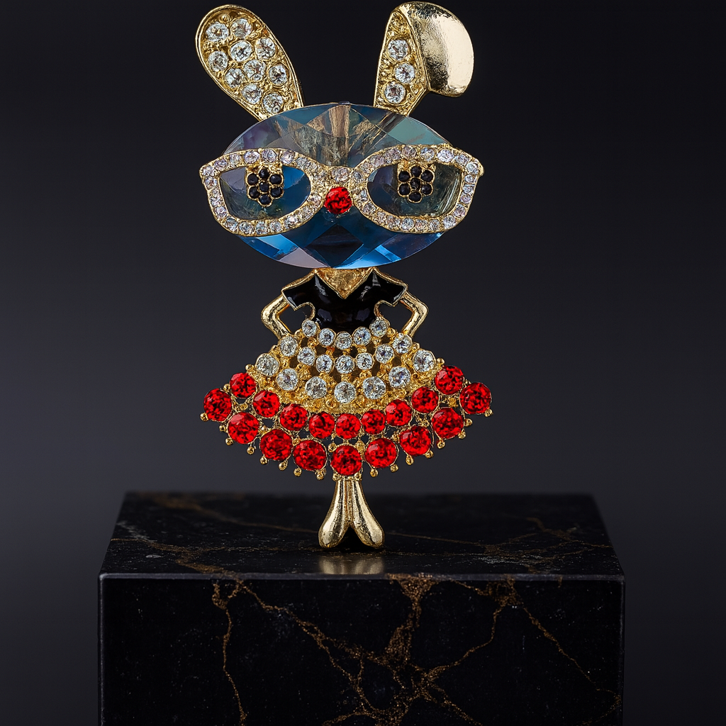 Broche Lapin Couture sur socle