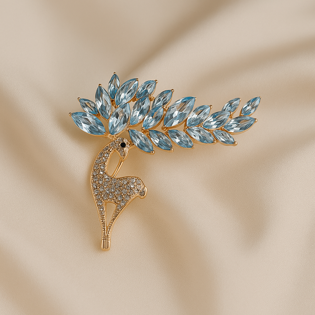 Broche Cerf Doré sur Soie