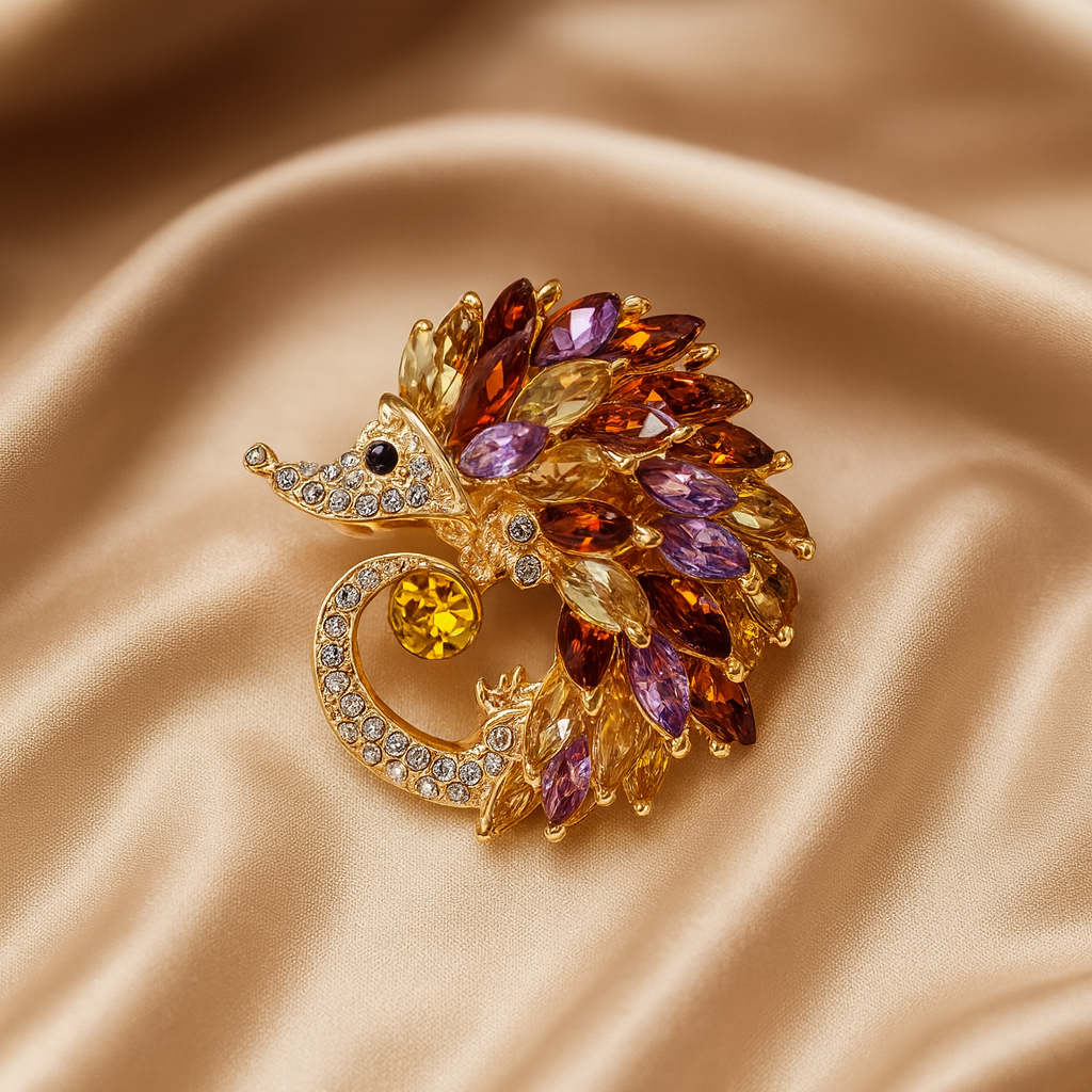 Broche Hérisson sur Soie