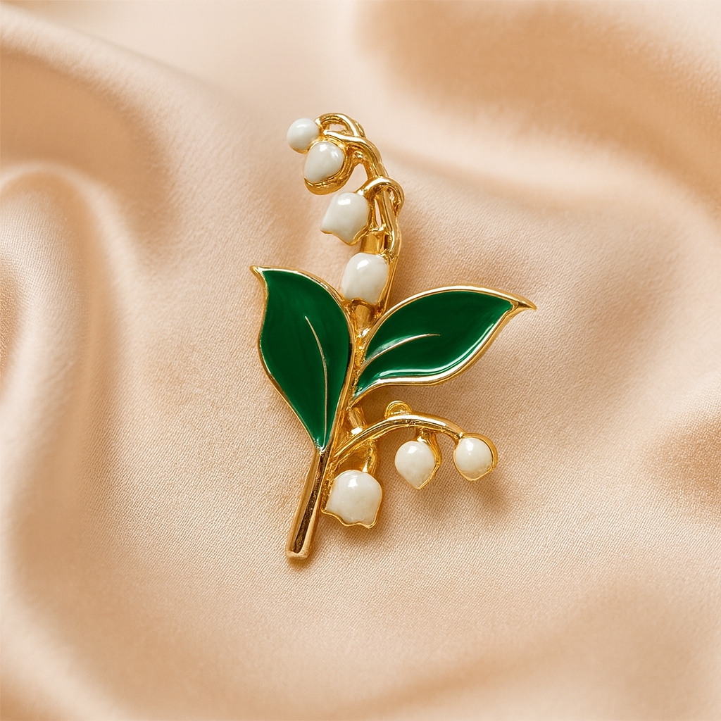 Broche Muguet Souffle de Mai sur soie