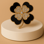 Broche Trèfle Noir