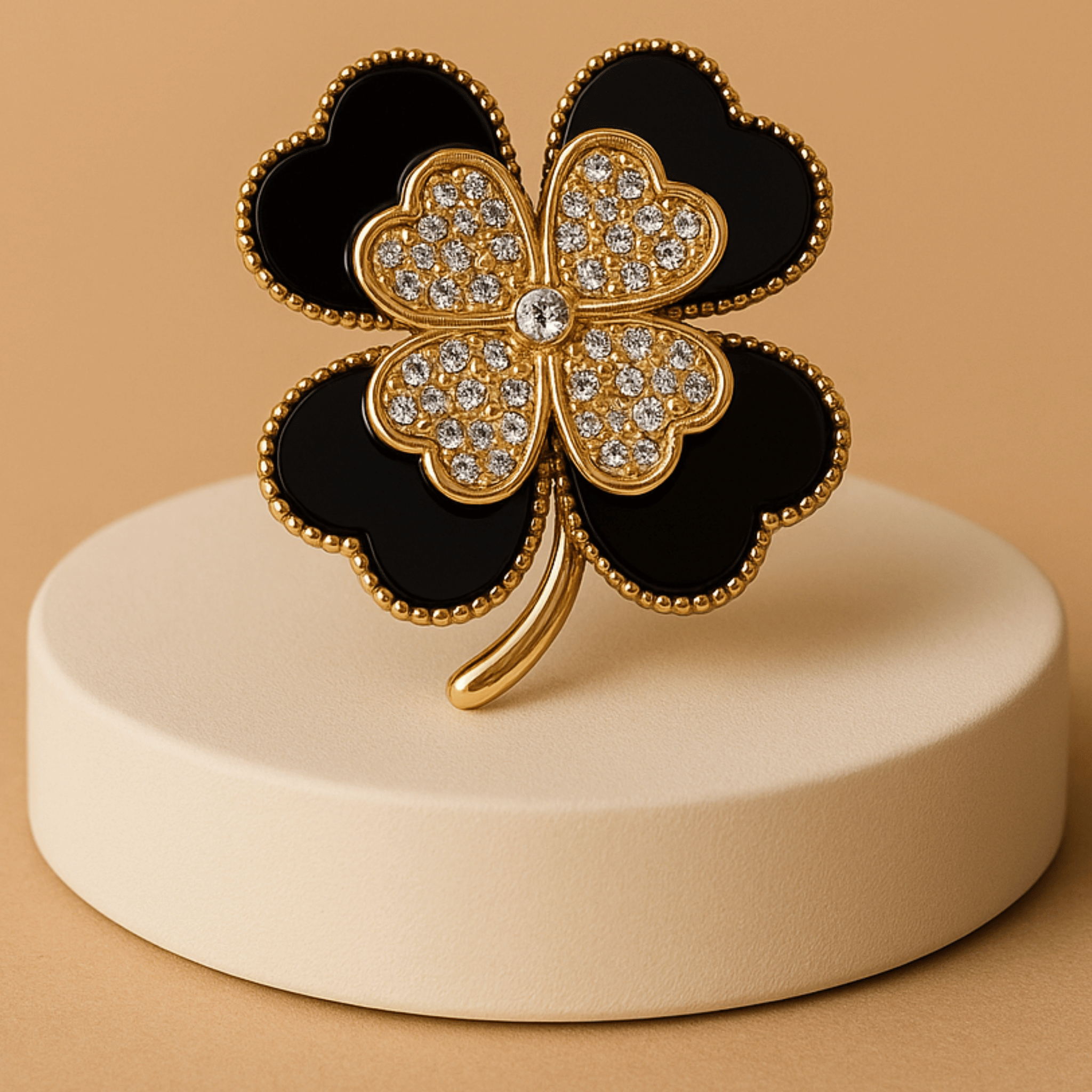 Broche Trèfle Noir