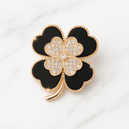 Broche Trèfle Nuit d'Or avant