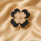 Broche Trèfle Nuit d'Or soie