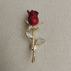 Broche Rose Rouge tissu
