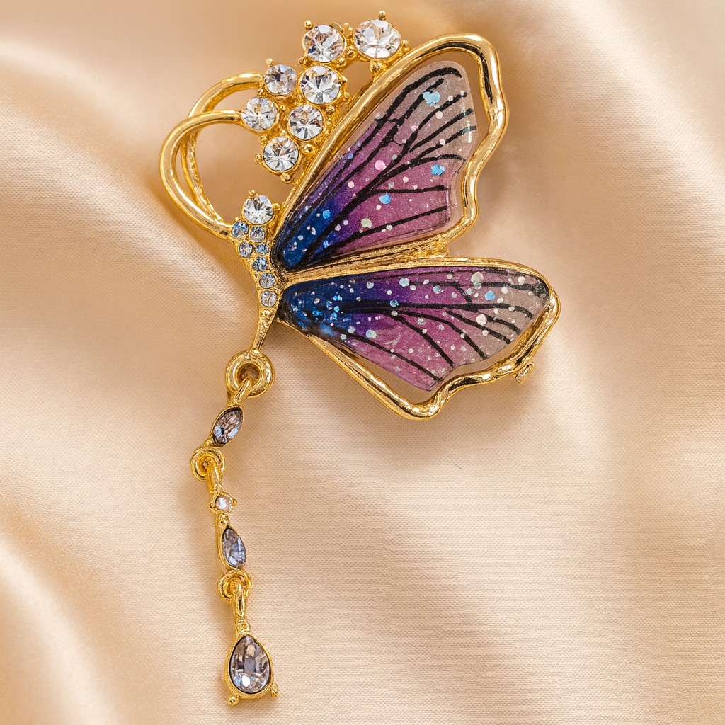 Broche Papillon des Songes violet